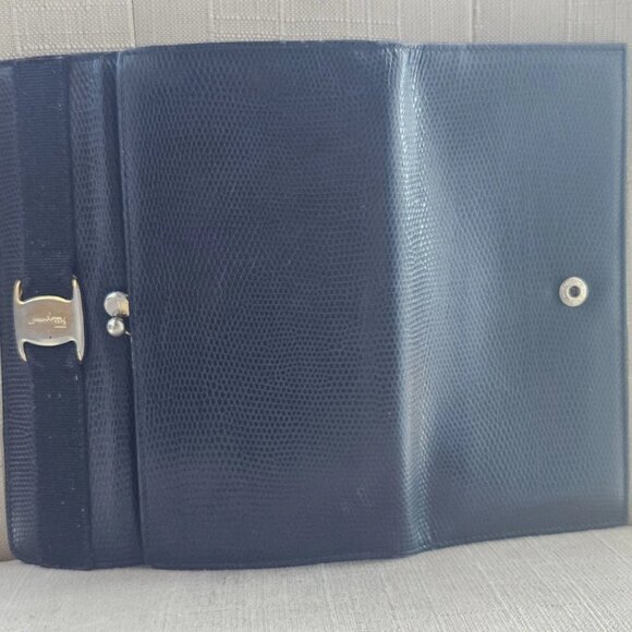 Salvatore Ferragamo Clutch Long Wallet Black Leather Trifold Purse Made in Italy - Picture 8 of 13